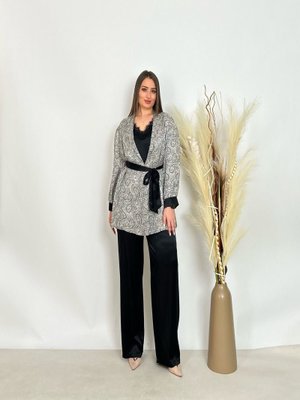 De White`s Siyah Büyük Beden Lü Bluzlu Pantolonlu Ceketli Takım