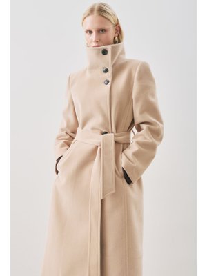 MANUKA Bej Premıum Kaşe Trench Tasarımlı Kaban