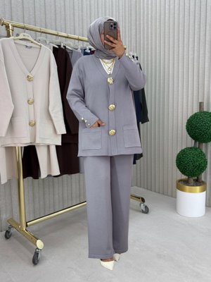 MODANURSEDA Gri Pantolon Takım