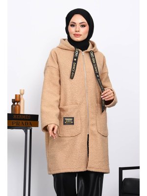 İmaj Butik Bisküvi Kapüşonlu Cep Detaylı Buklet Kaban