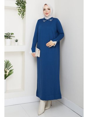 Pamuk Butik Kolu Dantelli Yaka Gömlek Elbise