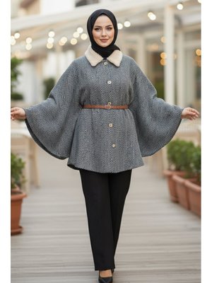 Tofisa Bej Zikzak Desenli Kemerli Pamço