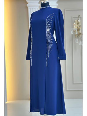 Amine Hüma Lacivert Duru Abiye Elbise