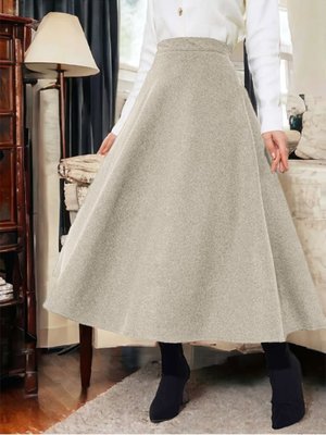 Podyumplus Bej Fermuarlı Kaşe Çan Etek