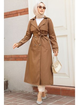 Neva Style Düğmeli Taba Trençkot 6103tb
