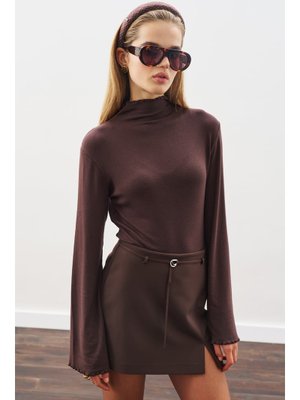 MANUKA Acı Kahve Balıkçı Yaka Bluz