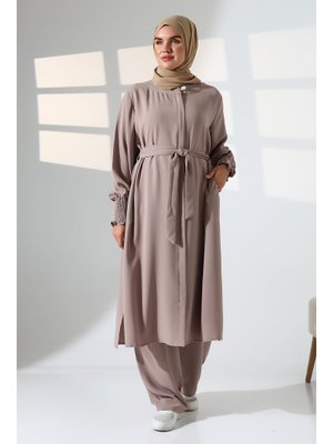 İhvanonline Vizon Keten Hac Ve Umre Kıyafeti Kemerli İkili Takım