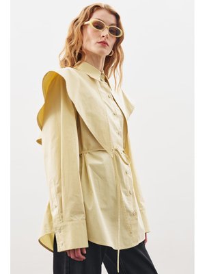 MANUKA Sarı Üçgen Fularlı Oversıze Gömlek Soft