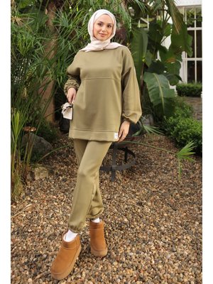 İmaj Butik Haki Armalı Tunik Pantolonlu Takım