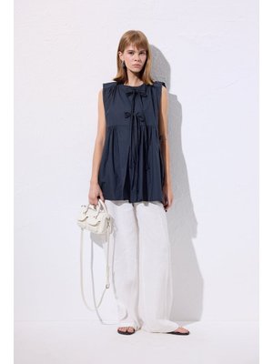 MANUKA Lacivert Bağcık Detaylı Yelek