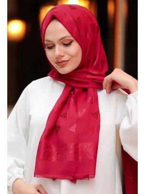 Neva Style Üçgen Desenli Bordo Şal 45910br