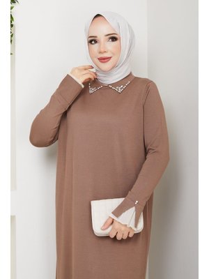 Pamuk Butik Kolu Dantelli Yaka Gömlek Elbise