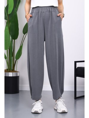 İmaj Butik Füme Bel Lastikli Cepli Pantolon