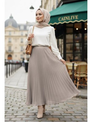 Neva Style Pileli Bej Etek 92161bej