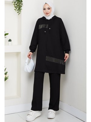 Bestenur Siyah Zincir Detay Oysho İkili Takım