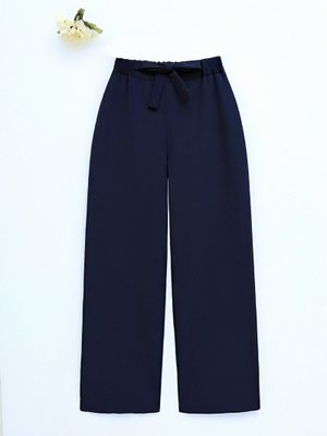 Podyumplus Laci Duble Kumaş Beli Kuşaklı Bol Paça Pantolon