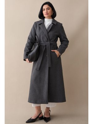 InStyle Astarlı Kaşe Kruvaze Antrasit Kaban