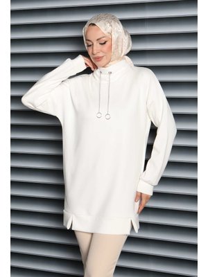 Tofisa Beyaz Zincir Detaylı Modal Tunik