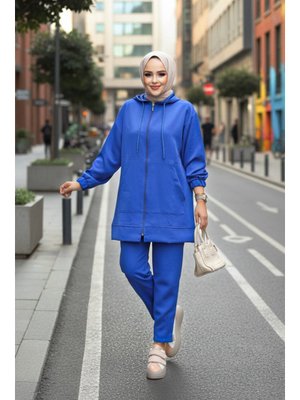 Neva Style Fermuarlı Sax Mavisi İkili Takım 10400sx