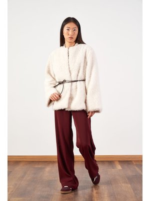 Mevra Ekru Soft Kürk Ceket