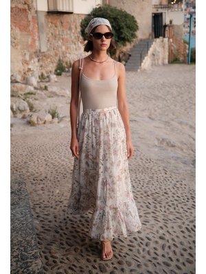 MANUKA Uzun Büzgülü Şifon Etek Garden