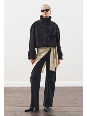 MANUKA Siyah Trenç Tarz Bomber Ceket