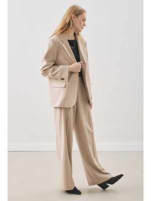 MANUKA Bej Dına Pile Detaylı Pantolon