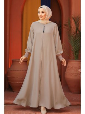 Neva Style Fermuarlı Taş Abaya 26302tas