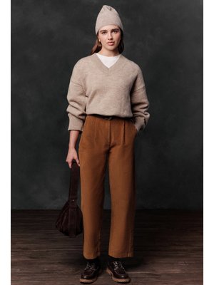 MANUKA Kiremit Fitilli Kadife Baggy Pantolon