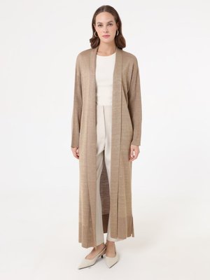 Refka Vizon Kuşaklı Uzun Triko Hırka