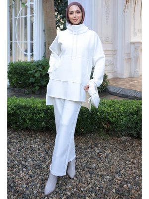 İmaj Butik Ekru Cepli Tunik Pantolonlu Scuba Takım
