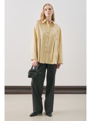 MANUKA Sarı Parçalı Tasarım Gömlek Soft