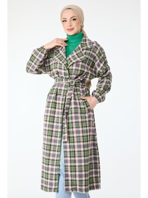 Tofisa Pudra Kuşaklı Kaşe Kaban