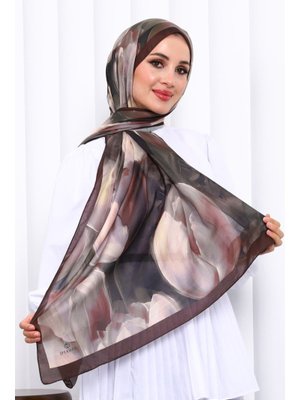 İmaj Butik Kahverengi Desenli Soft Dijital Şal