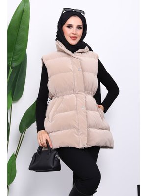 İmaj Butik Vizon Bel Lastikli Cepli Şişme Yelek