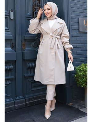 Neva Style Kemerli Bej Trençkot 62181bej