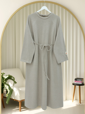 Podyumplus Bej Beli Bağlamalı Yuvarlak Yaka Selanik Elbise