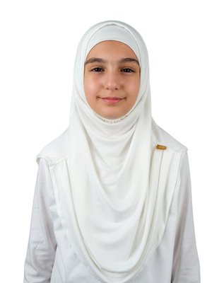 İhvan Pratik Hazır Geçmeli Boneli Çocuk Şal Beyaz