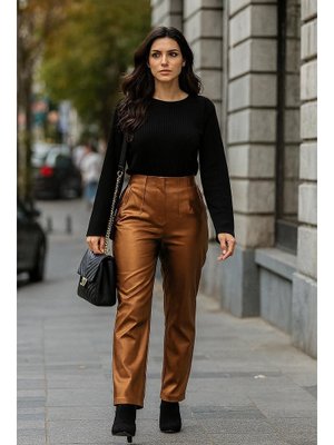 Neva Style Deri Taba Pantolon 10195tb