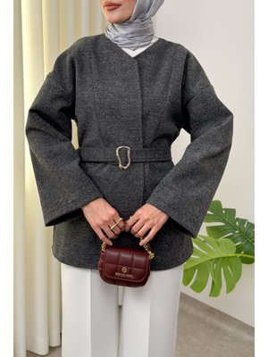 Salih Çelebi Antrasit Premium Kaşe Kaban