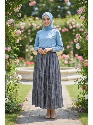 Neva Style Buruşuk Gri Etek 9227gr