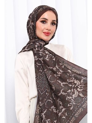 İmaj Butik Kahverengi Desenli Soft Dijital Şal