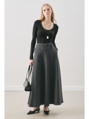 MANUKA Antrasit Kemer Detaylı Kloş Etek