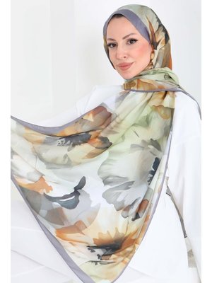 Tofisa Haki Hakı Pastel Flora Serisi Pamuk Şal