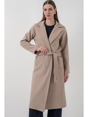 Bigdart A.bej Kruvaze Yaka Kaşe Kaban