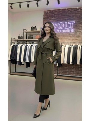 Volt Clothing Haki Kruvaze Kuşaklı Trençkot