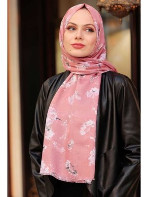 Neva Style Çiçek Desenli Gül Kurusu Şal 52131gk