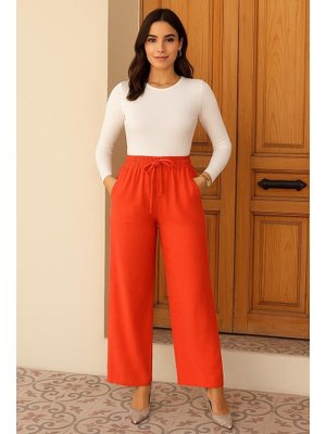 Neva Style Simli Açık Kırmızı Pantolon 18193ak