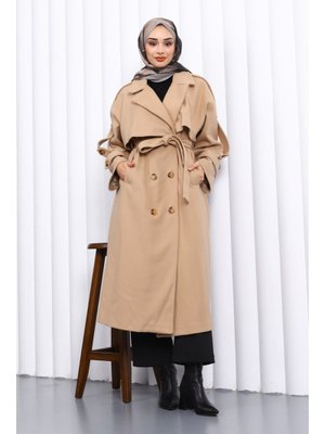 İmaj Butik Vizon Kravuze Yaka Astarlı Kaşe Kaban