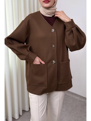 Salih Çelebi Kahverengi V Yaka Kaşe Ceket
